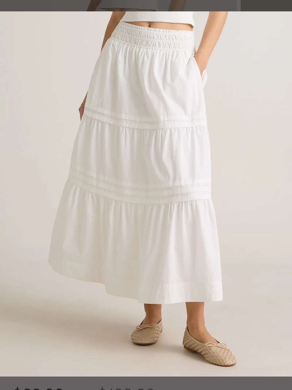 Quince 100% Organic Cotton Poplin Tiered Maxi
Skirt white small pockets